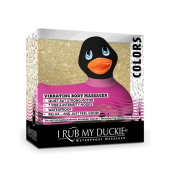 I Rub My Duckie 2.O vibrator fra Big Teaz Toys, sød og sjov, sort, emballage