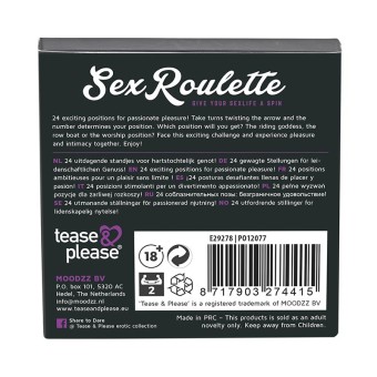 Jeu érotique Roulette sexy Kamasutra par Tease Please instruction box