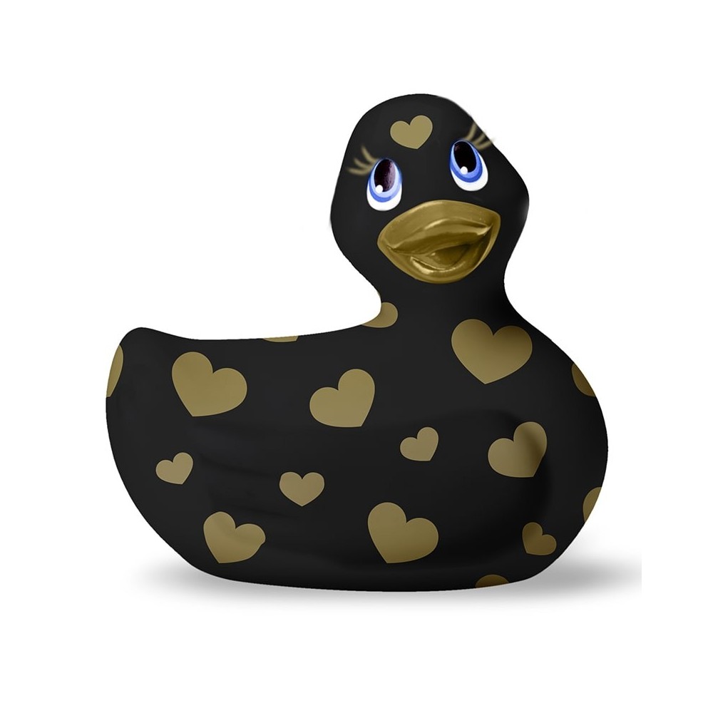 Ich reibe meinen Duckie 2.0 Romantischen Vibrator von Big Teaze Toys schwarzgoldenen Herzen