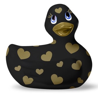 I Rub My Duckie 2.0 Romantisk vibrator fra Big Teaze Toys sorte guldhjerter